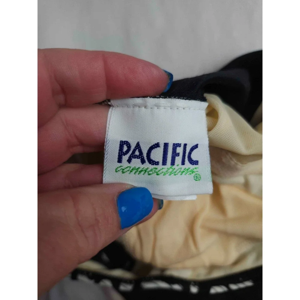 Vintage Pacific Connections One Piece Swimsuit Womens 8 Black White Mod Print